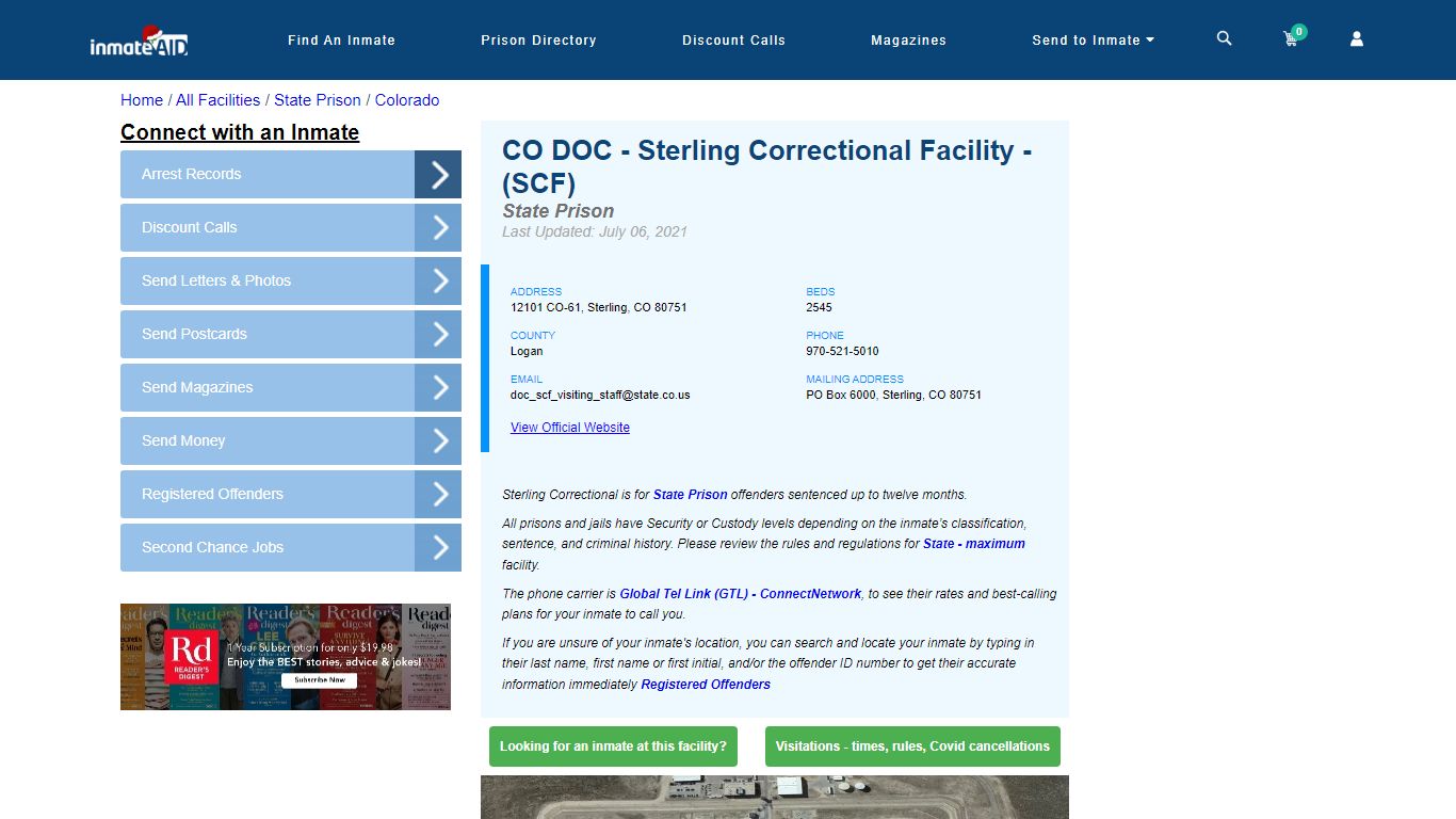 CO DOC - Sterling Correctional Facility - (SCF) & Inmate Search ...